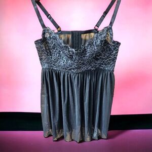 TORRID BLACK STRAPPY LUREX LACE BABYDOLL 2X